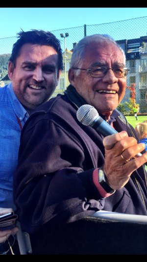 Speaker Remi Taule sammen med tidligere speaker Terje Bøe.